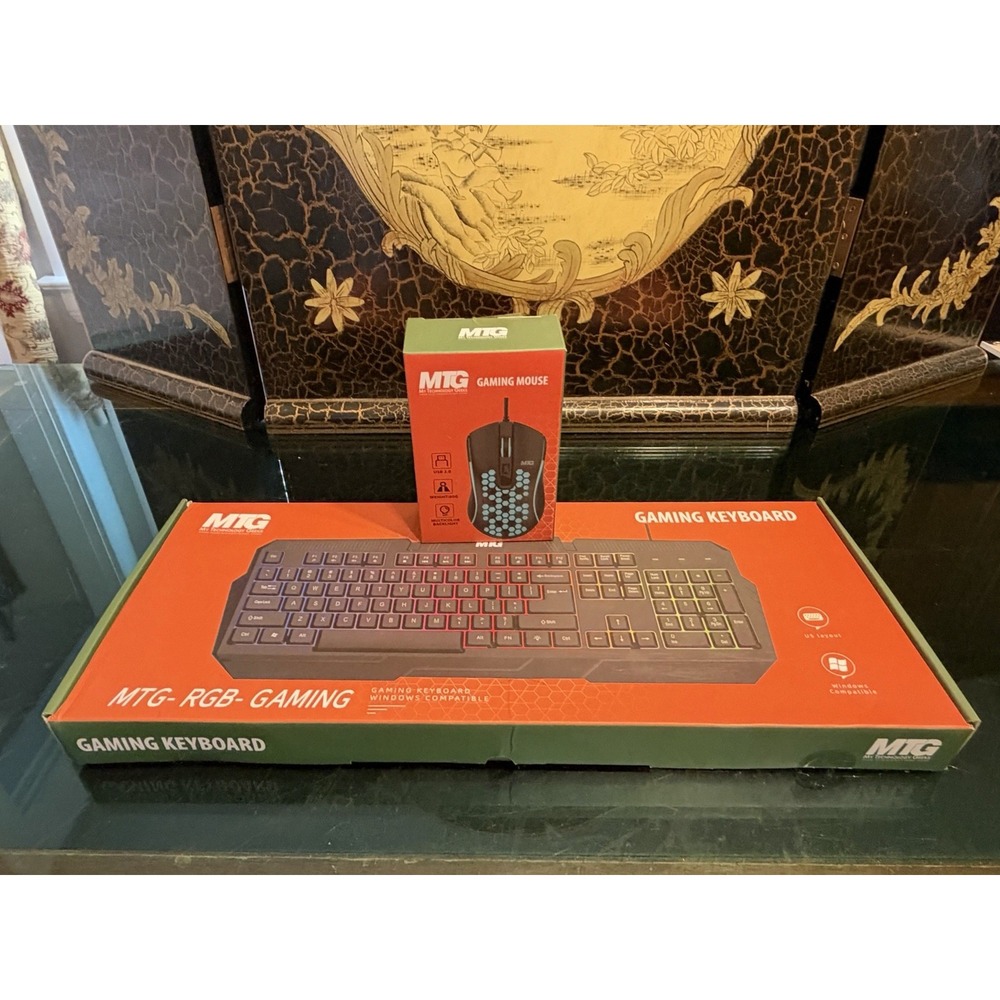 MTG RGB Gaming Keyboard & Gaming Mouse Set Wired PC Computer New in Box